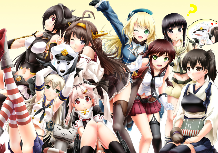 atago_(kancolle) kaga_(kancolle) kantai_collection kitakami_(kancolle) kongou_(kancolle) makishima_rin nagato_(kancolle) noshiro_(kancolle) rensouhou-chan shimakaze_(kancolle) tagme_(character) yuudachi_(kancolle)