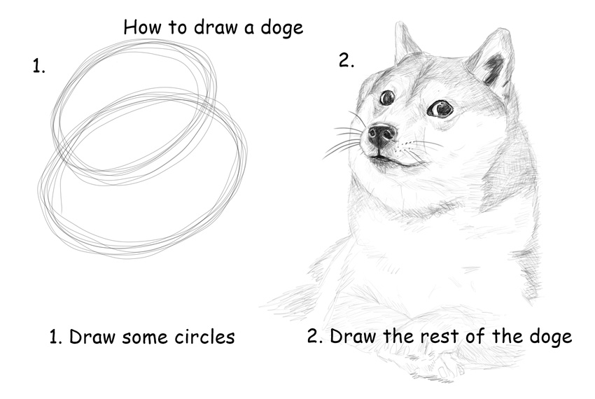 black_eyes black_lips black_nose canine cute dog doge how_to humor mammal meme monochrome pointy_ears shading shiba_inu sketch what