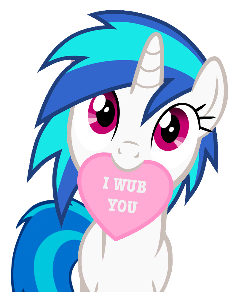 &lt;3 alpha_channel english_text equine female feral friendship_is_magic fur hair holidays horn horse looking_at_viewer mammal mouth_hold my_little_pony plain_background pony purple_eyes solo stealth1546 text transparent_background two_tone_hair unicorn valentine's_day valentine's_day vector vinyl_scratch_(mlp) white_fur