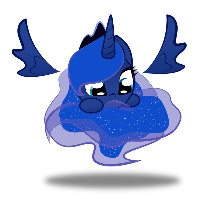 absurd_res alpha_channel blue_eyes blue_hair chibi crown equine female friendship_is_magic hair hi_res horn horse mammal my_little_pony plain_background pony princess_luna_(mlp) solo sparkles transparent_background winged_unicorn wings zackira