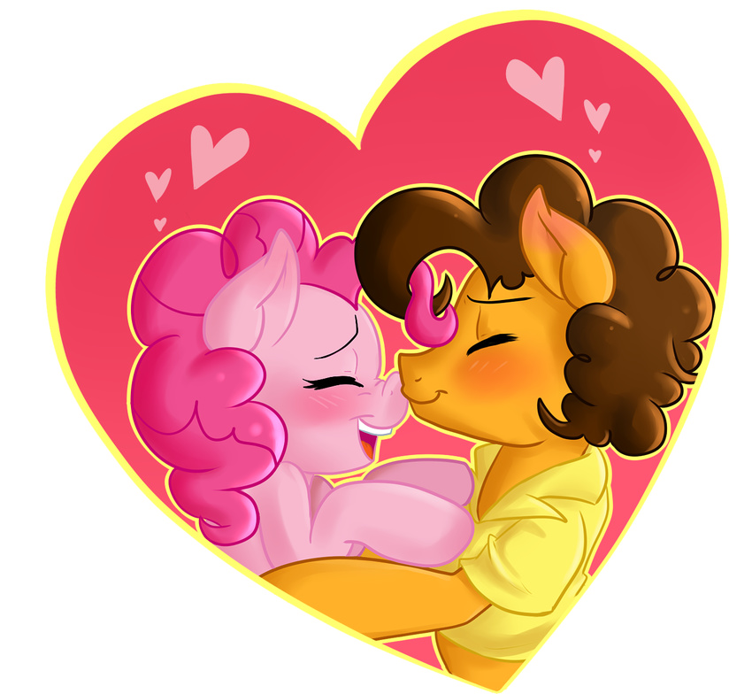 &lt;3 alpha_channel brown_hair cheese_sandwich_(mlp) clothing couple duo equine eyes_closed female friendship_is_magic hair horse kakashischika male mammal my_little_pony nose_kiss pink_hair pinkie_pie_(mlp) plain_background pony shirt smile transparent_background