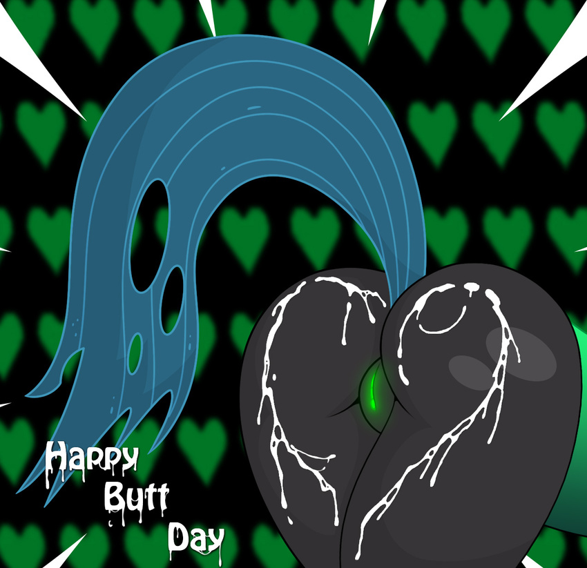 &lt;3 anthro bent_over big_butt butt changeling cum cum_on_butt english_text equine female friendship_is_magic holidays jrvanesbroek mammal my_little_pony presenting presenting_hindquarters pussy queen_chrysalis_(mlp) solo text valentine's_day valentine's_day