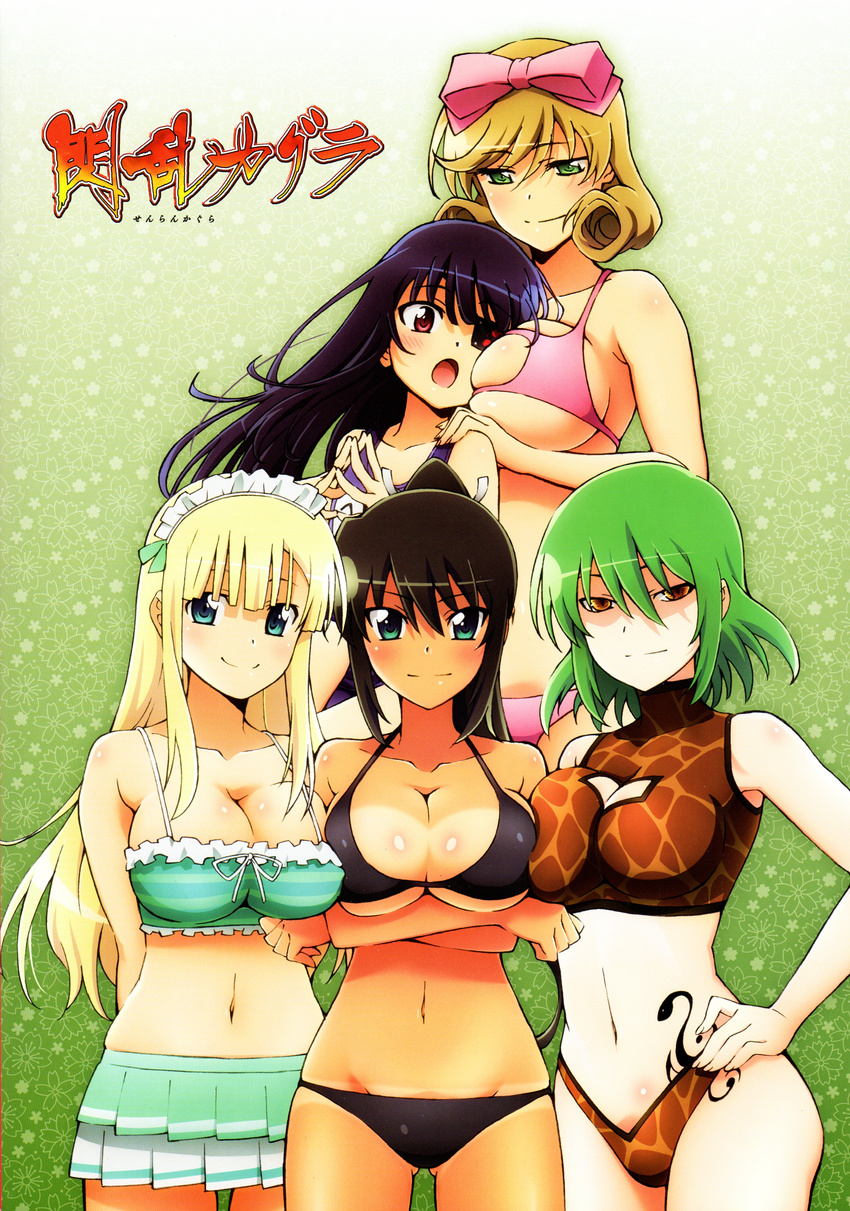 bikini eyepatch haruka_(senran_kagura) hikage homura mirai_(senran_kagura) screening senran_kagura swimsuits yomi_(senran_kagura)