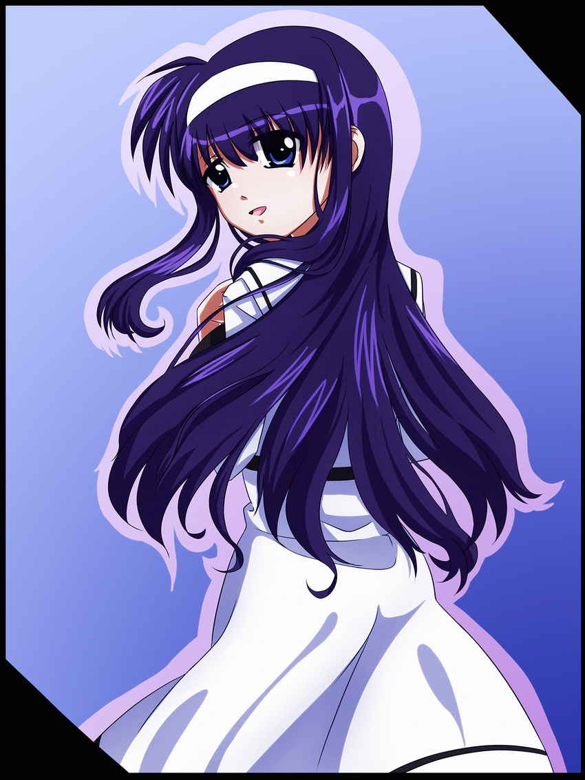 blue_eyes highres long_hair lyrical_nanoha mahou_shoujo_lyrical_nanoha purple_hair school_uniform seishou_elementary_school_uniform solo tappa_(esperanza) tsukimura_suzuka