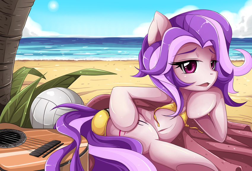 beach bikini female guitar jinzhan my_little_pony sand seaside swimsuit water