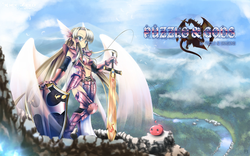 armor blonde_hair blue_eyes flamie minerva_(p&amp;d) puzzle_&amp;_dragons shield sword weapon