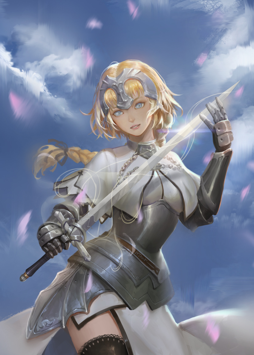 armor fate/grand_order jeanne_d'arc jeanne_d'arc_(fate) sword tagme thighhighs