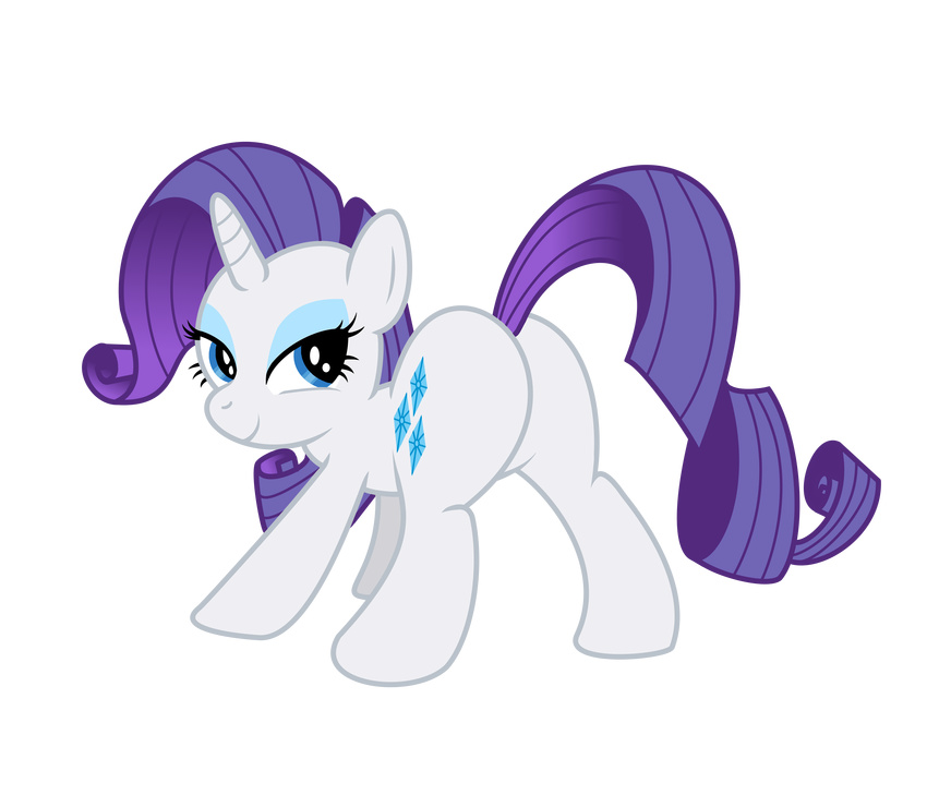 butt equine female feral friendship_is_magic hi_res horn horse lordzid mammal my_little_pony plain_background pony presenting presenting_hindquarters raised_tail rarity_(mlp) smile solo transparent_background unicorn