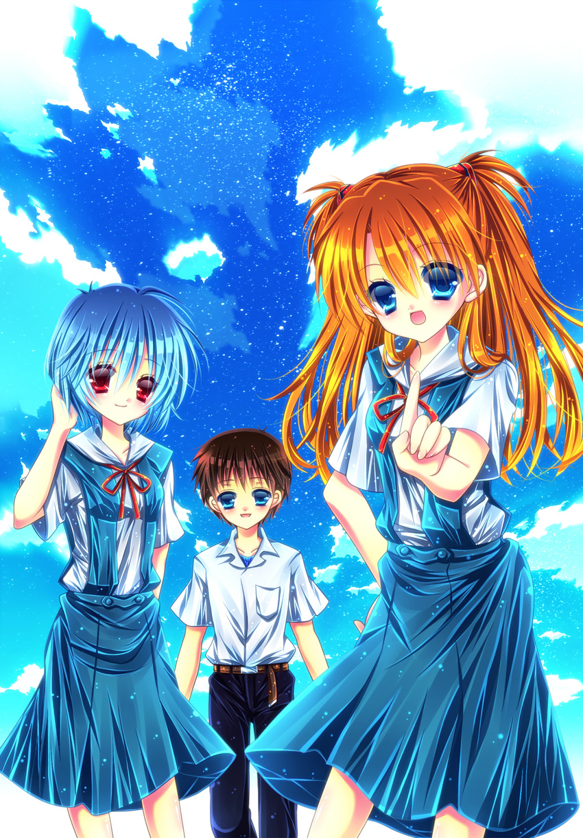 ayanami_rei ikari_shinji male momomiya_mion neon_genesis_evangelion seifuku souryuu_asuka_langley