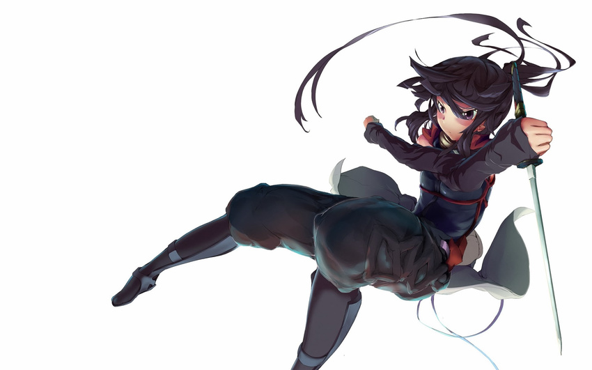 akatsuki_(log_horizon) log_horizon ninja ponytail purple_eyes purple_hair weapon