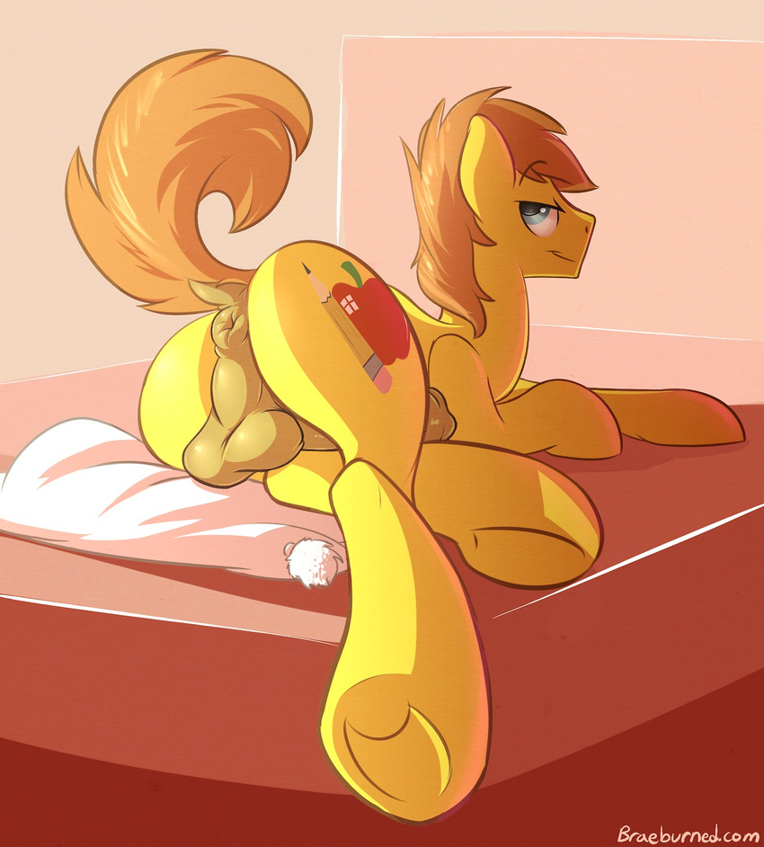 anus backsack balls braeburned butt cutie_mark equine erection friendship_is_magic hair horse horsecock looking_at_viewer looking_back lying male mammal my_little_pony nude on_front penis pony presenting presenting_hindquarters puffy_anus solo yellow_penis