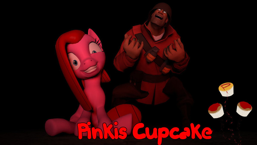 cgi clothing corruption cupcake duo english_text equine evil female friendship_is_magic fur grenade hair helmet looking_at_viewer mammal my_little_pony open_mouth painis_cupcake pink_fur pink_hair pinkamena_(mlp) pinkie_pie_(mlp) team_fortress_2 teeth text theinvertedshadow