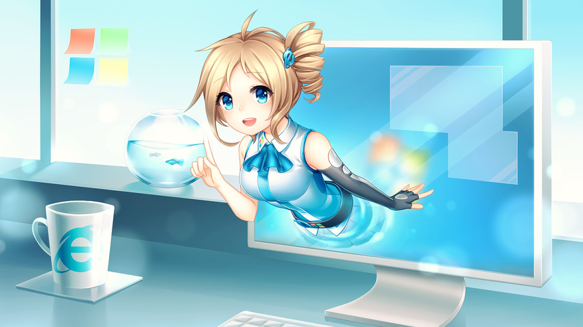 aizawa_inori blonde_hair blue_eyes gloves internet_explorer os-tan pricey short_hair windows