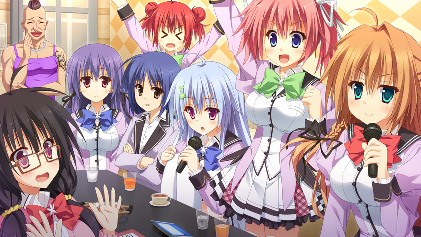 aki_suzuka amane_haneshiro game_cg glace glasses group hikage_honoka ichinose_himeno kashiwagi_rio koishiki_manual microphone natsumori_kanata saeki_nao seifuku shinomiya_shinobu tennouzu_erena