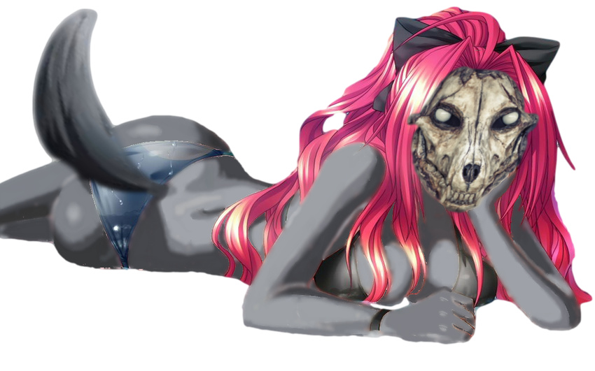 bikini bone breasts butt canine clothing edit female fur looking_at_viewer mammal scp-1471 scp_foundation skull smile solo swimsuit teeth the_pocket wolf