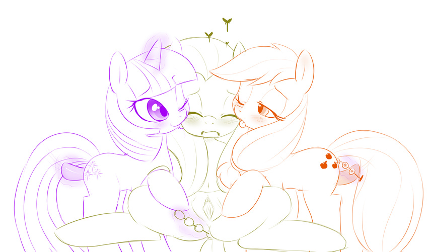 applejack_(mlp) blush cutie_mark dildo equine female fluttershy_(mlp) friendship_is_magic group group_sex hearlesssoul horn horse lesbian mammal my_little_pony pegasus pony pussy sex sex_toy spread_pussy spreading threesome twilight_sparkle_(mlp) unicorn wings