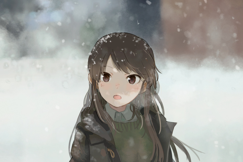 aikatsu brown_eyes brown_hair imago long_hair shibuki_ran snow