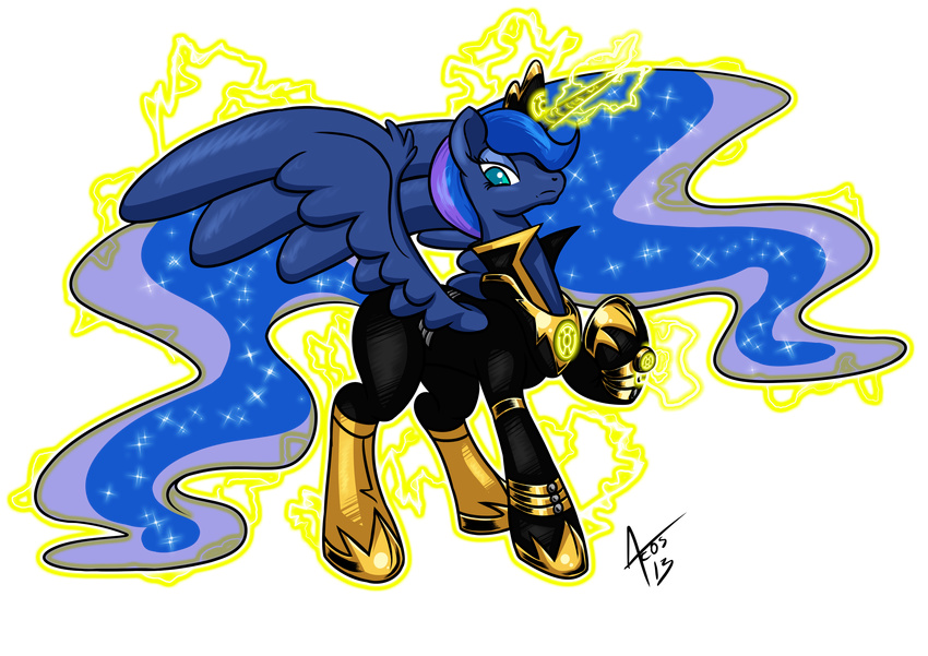 alpha_channel anthro anthrofied clothing crossover cynos-zilla english_text equine female friendship_is_magic green_lantern_(series) hi_res horn horse insane mammal my_little_pony plain_background pony princess_luna_(mlp) reptile ring scalie signature sinestro_corps smile snake text transparent_background winged_unicorn wings yellow_lantern