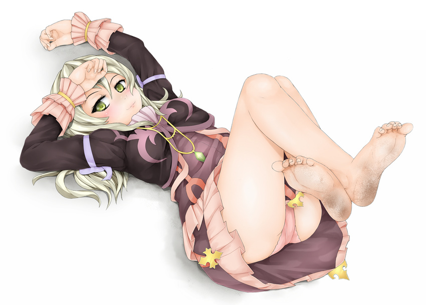 artist_request barefoot dirty_feet elize_lutus feet feet_up highres lying on_back panties smile soles solo tales_of_(series) tales_of_xillia toes underwear
