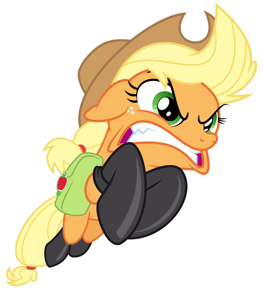 absurd_res alpha_channel angry applejack_(mlp) blonde_hair equine female feral friendship_is_magic green_eyes hair hi_res horse mammal masemj my_little_pony plain_background pony saddle_bags solo transparent_background