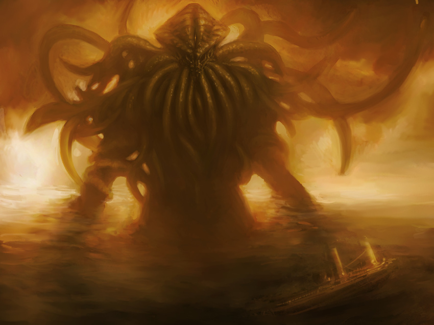 amazing boat cthulhu cthulhu_mythos giant h.p._lovecraft monster reau ship tentacles water