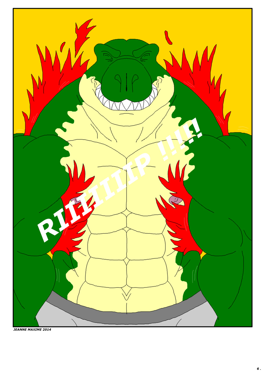 2014 anthro clothing comic dinosaur growth human maxime-jeanne ripped scalie theropod thomas_carter transformation tyrannosaurus_rex