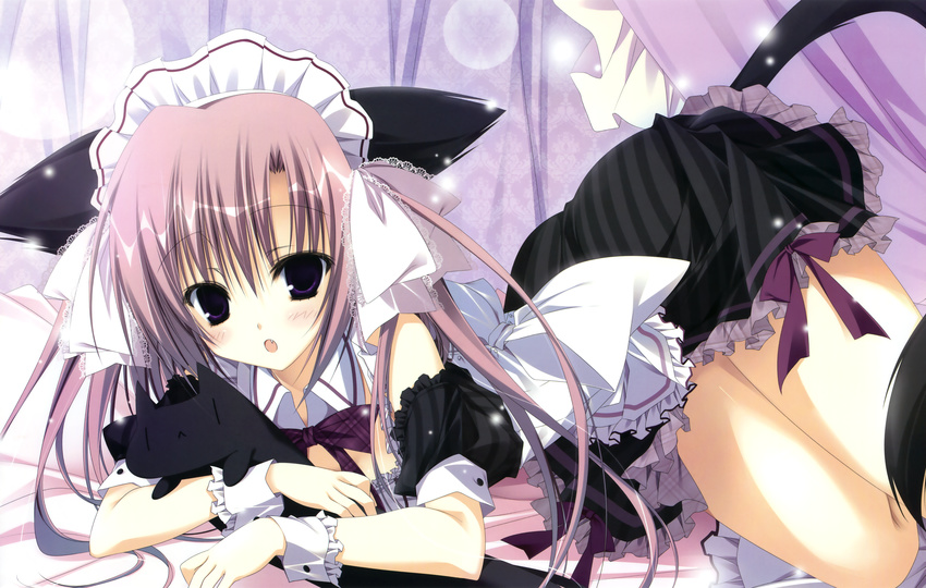 animal_ears catgirl fang himawari_no_kyoukai_to_nagai_natsuyasumi inugami_kira long_hair maid natsusaki_yomi tail