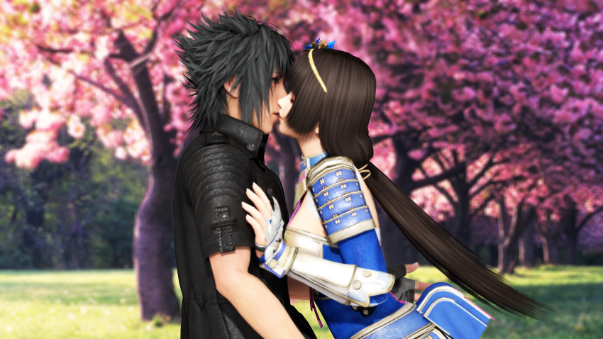 crossover dead_or_alive dead_or_alive_5 final_fantasy final_fantasy_xv ii_naotora kiss noctis_lucis_caelum sengoku_musou