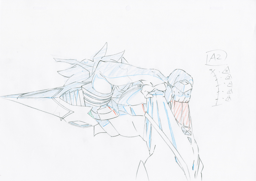 color_trace highres junketsu key_frame kill_la_kill matoi_ryuuko official_art partially_colored production_art sketch solo spoilers traditional_media trigger_(company)