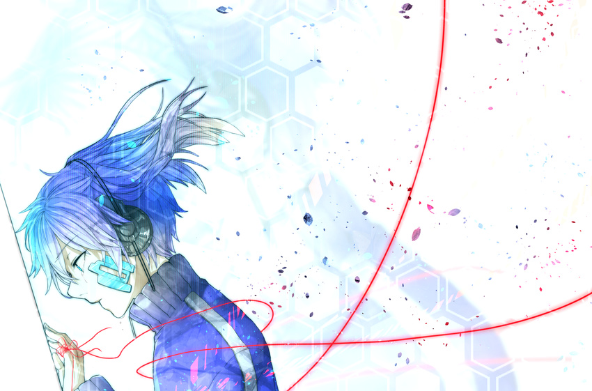 absurdres bad_id bad_pixiv_id blue_eyes blue_hair ene_(kagerou_project) headphones highres kagerou_project long_hair petals red_string rubill solo string twintails