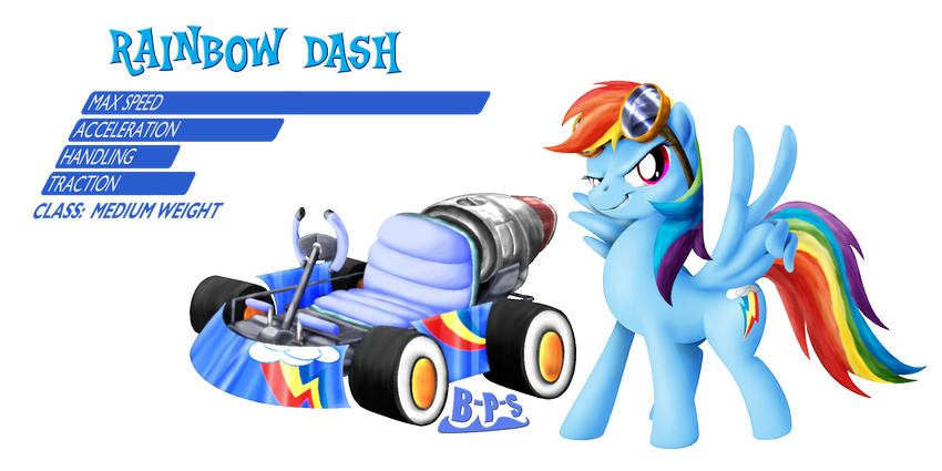 cutie_mark equine eyewear female friendship_is_magic goggles horse kart mammal my_little_pony pegasus pony rainbow_dash_(mlp) smile solo vehicle wheels wings