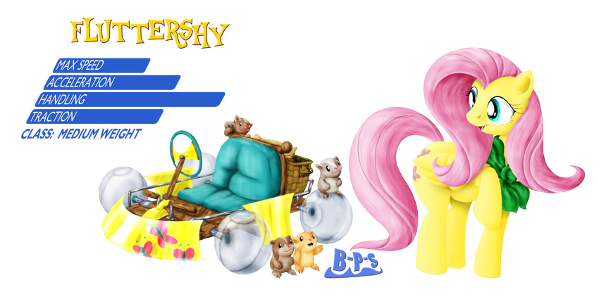 cutie_mark equine female fluttershy_(mlp) friendship_is_magic hamster horse kart mammal my_little_pony pegasus pony rodent scarf smile vehicle wheels wings