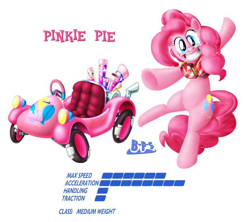 cutie_mark equine eyewear female friendship_is_magic goggles horse kart mammal my_little_pony pinkie_pie_(mlp) pony smile vehicle wheels