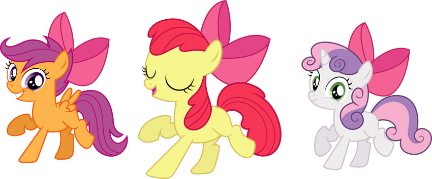 absurd_res alpha_channel apple_bloom_(mlp) cub cute equine female feral friendship_is_magic hi_res horn horse mammal my_little_pony pegasus pony scootaloo_(mlp) smile sweetie_belle_(mlp) theshadowstone unicorn wings young