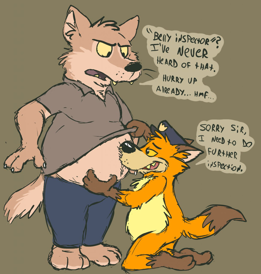 camcartoonfanatic canine chubby fondling fox grope male mammal midriff nuzzle overweight police size_difference undressing