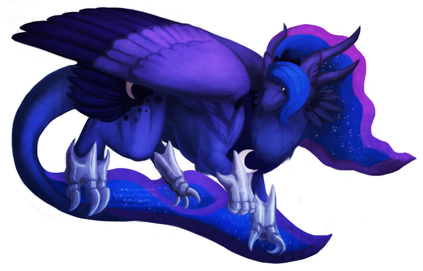 dragon feral friendship_is_magic furred_dragon ius-iuris my_little_pony princess_luna_(mlp) solo tiara