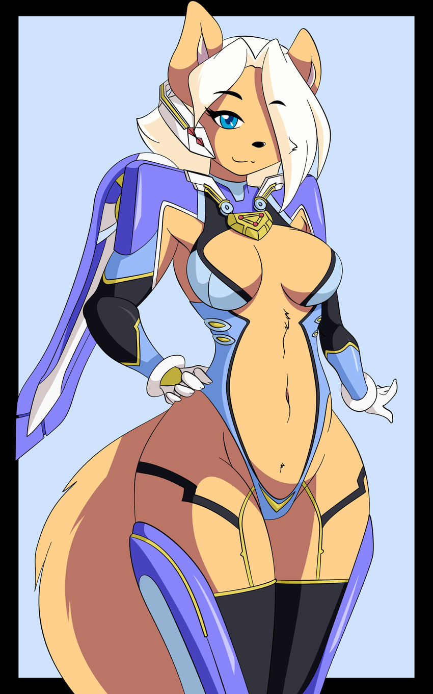 anthro armor blue_eyes canine cosplay edit female fox fur hi_res las_lindas mammal pepper_ann xenoblade_chronicles