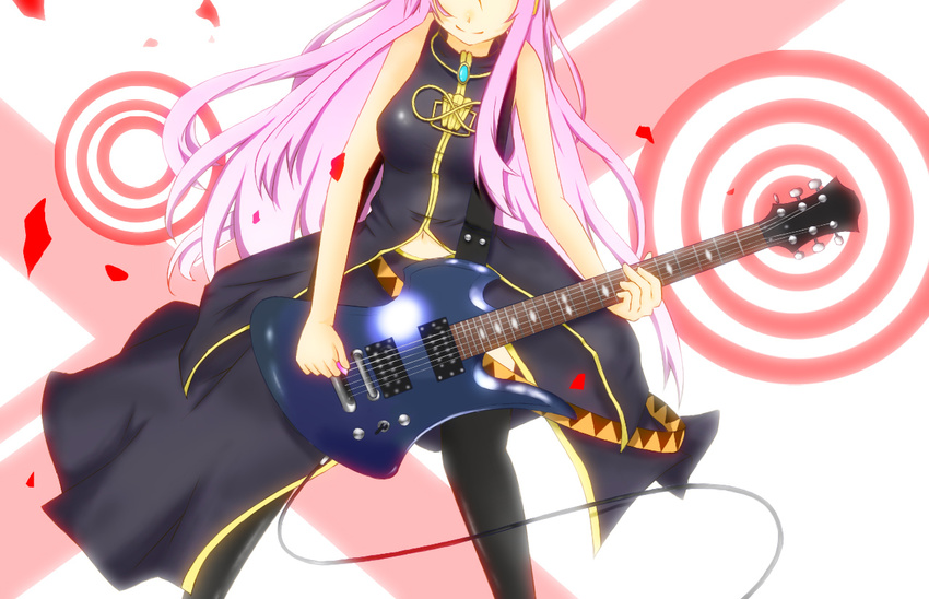 b.c._rich bad_id bad_pixiv_id bare_arms bare_shoulders feet_out_of_frame guitar head_out_of_frame instrument long_hair megurine_luka midriff music no_armwear pink_hair playing_instrument sleeveless solo standing thighhighs ume_yumi very_long_hair vocaloid