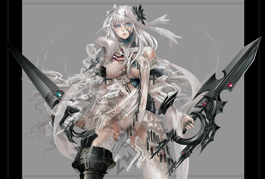 blue_eyes original sword tanupo weapon white_hair