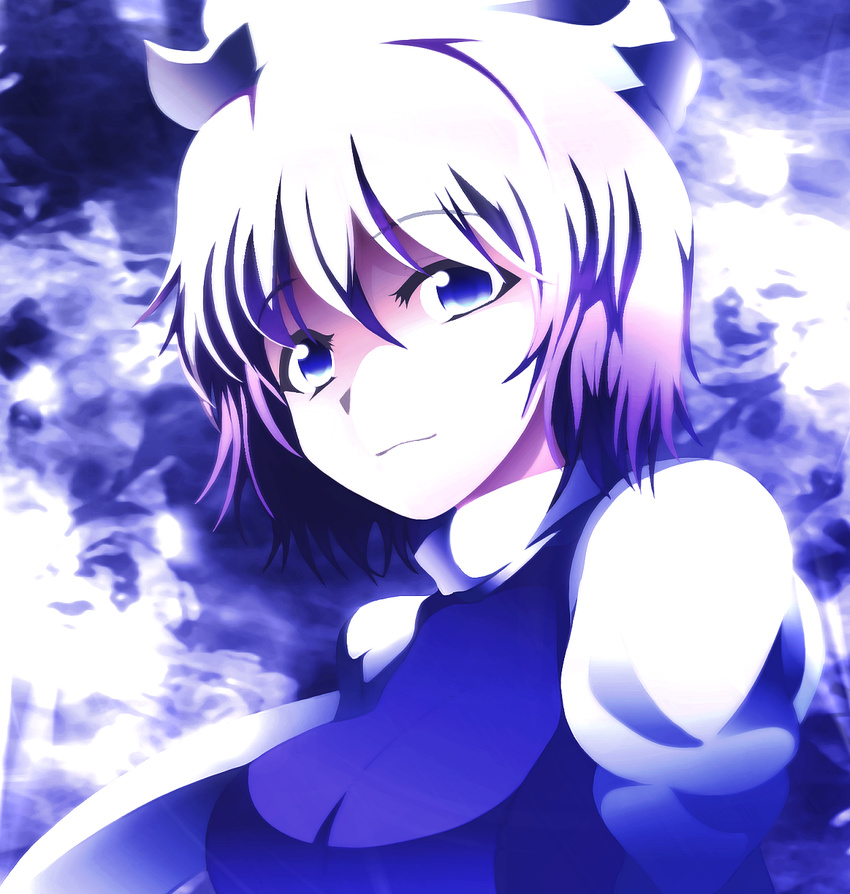 blue blue_eyes breasts closed_mouth face hat highres kotaroukuroo letty_whiterock looking_at_viewer medium_breasts smile solo touhou white_hair