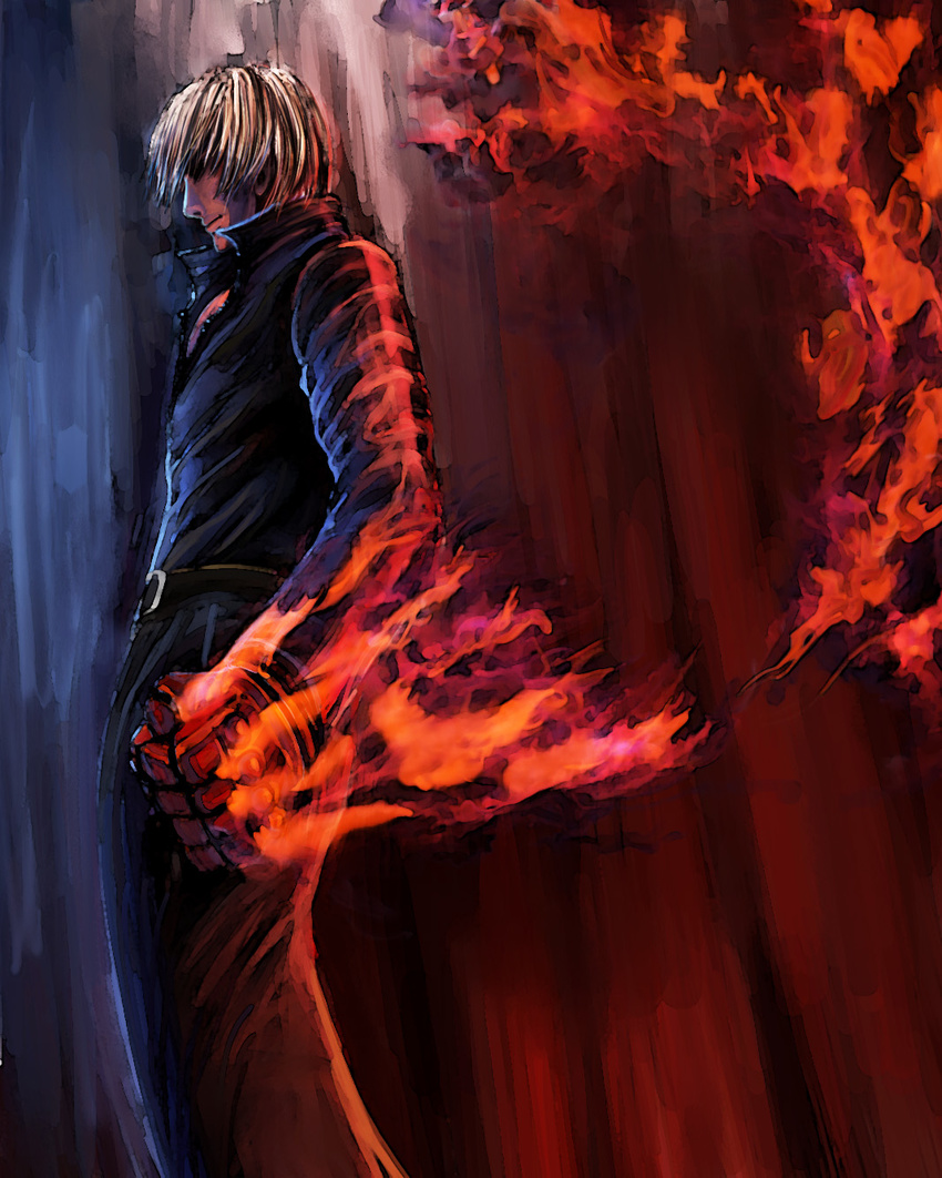 aura bccp fire highres k' male_focus pyrokinesis solo the_king_of_fighters