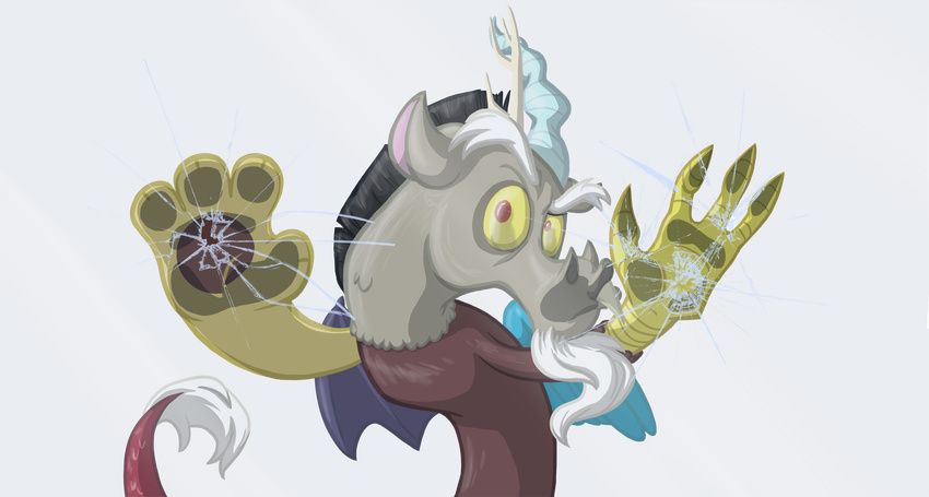 beard discord_(mlp) draconequus facial_hair fangs friendship_is_magic horn looking_at_viewer male mastertrevor my_little_pony red_eyes rustedrabbit solo wings