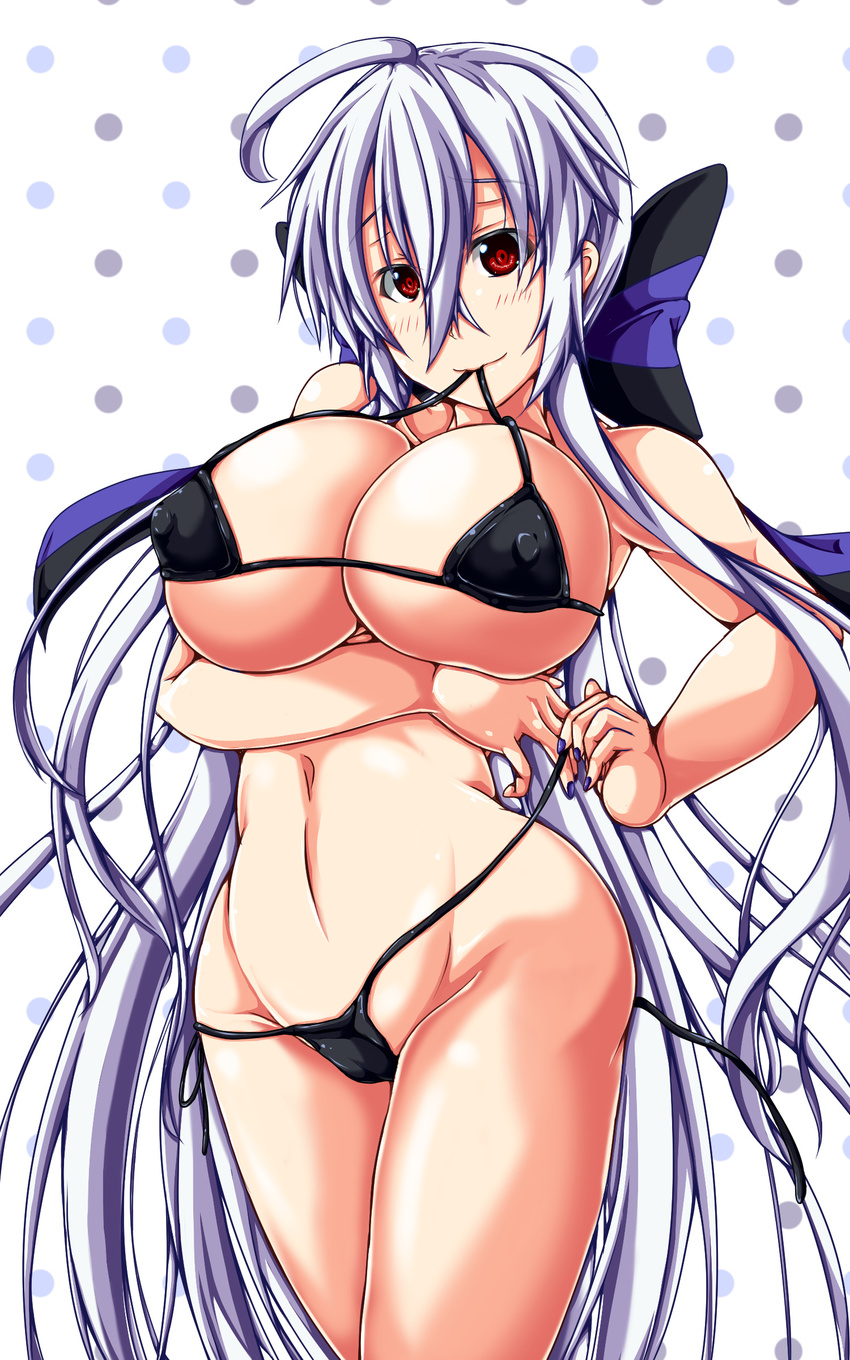 bikini breasts highres huge_breasts misakana red_eyes silver_hair swimsuit vocaloid voyakiloid yowane_haku