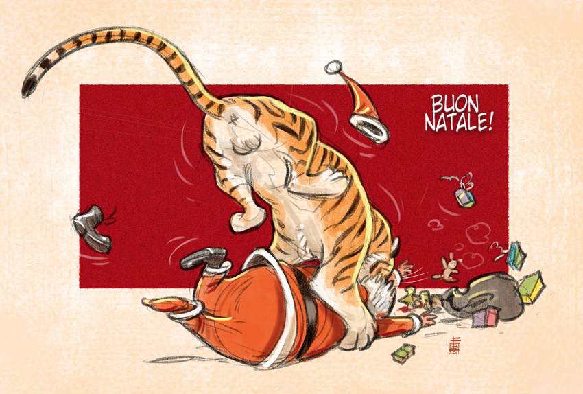 anus balls christmas federico_bertolucci feline feral holidays hug_from_behind male mammal tackle tiger