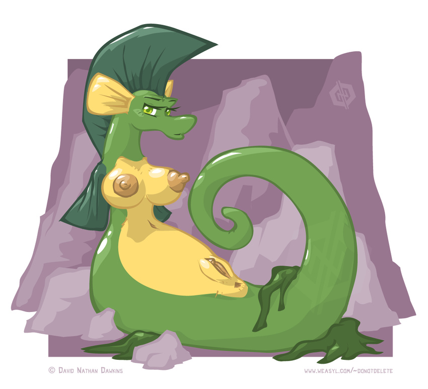 big_breasts breasts david_nathan_dawkins erect_nipples female feral green_eyes looking_at_viewer nipples pussy seahorse sitting solo wide_hips