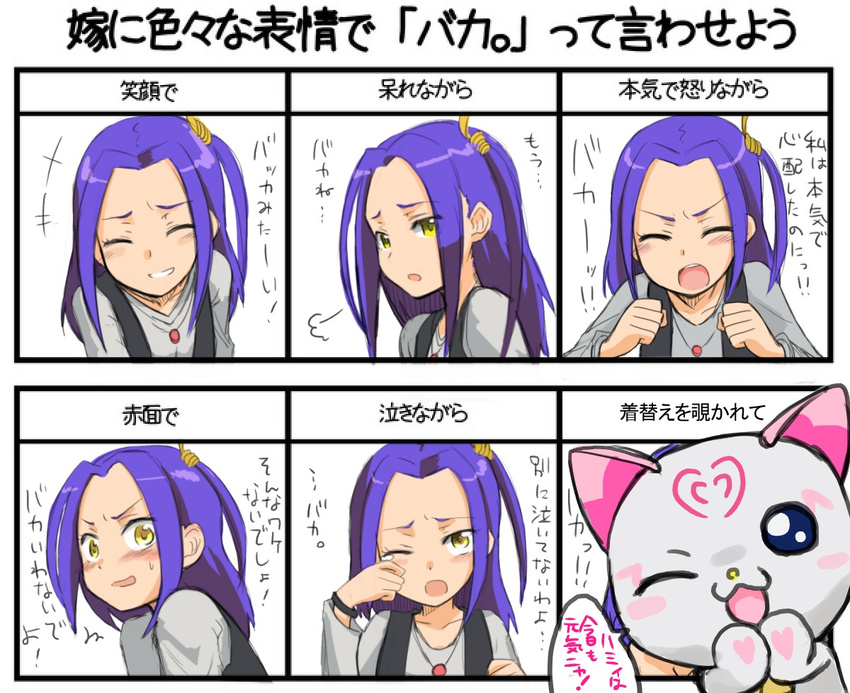angry cat choutako crying hummy_(suite_precure) kurokawa_eren precure purple_hair seiren_(suite_precure) suite_precure translation_request yellow_eyes