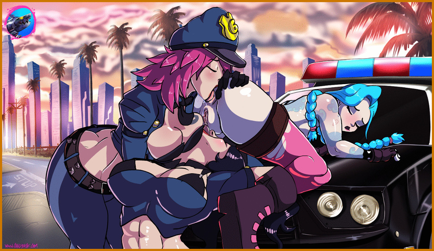 3girls anilingus animated animated_gif anus ass black_hair blue_hair blush boots bouncing_breasts bra braid breasts buttcrack caitlyn_(league_of_legends) car cunnilingus group_sex hat huge_ass jinx_(league_of_legends) league_of_legends licking masturbation motor_vehicle multiple_girls oral pink_hair police police_cap police_hat police_uniform policewoman pussy rape spazkid tattoo teamwork thick_thighs thighhighs thighs threesome torn_clothes twin_braids uncensored underwear uniform vehicle vi_(league_of_legends) yuri