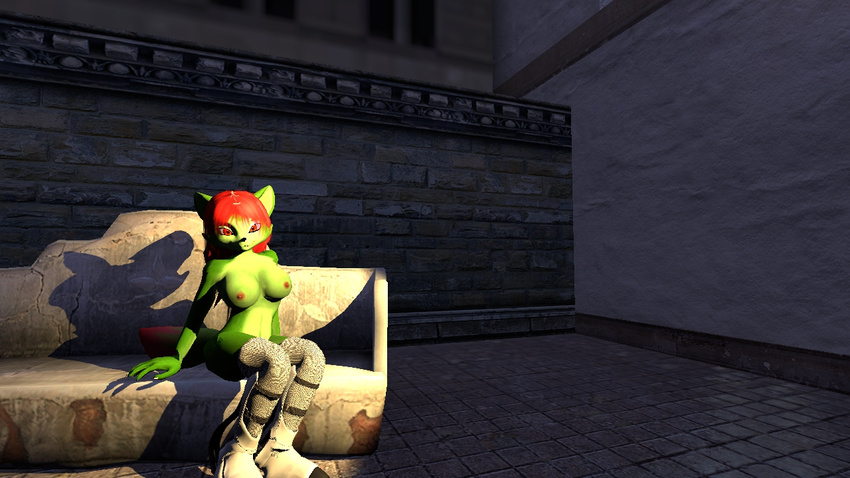 alonguy anthro breasts canine cute female fox fur garrysmod gmod green_fur hair invalid_color looking_at_viewer mammal nipples nude red_hair smile solo suika