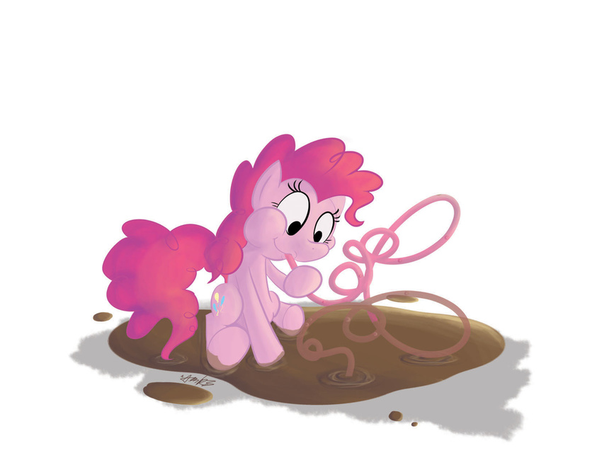 chocolate_milk cutie_mark equine female feral friendship_is_magic fur hair horse mammal my_little_pony pink_fur pink_hair pinkie_pie_(mlp) plain_background pony smile solo straw white_background