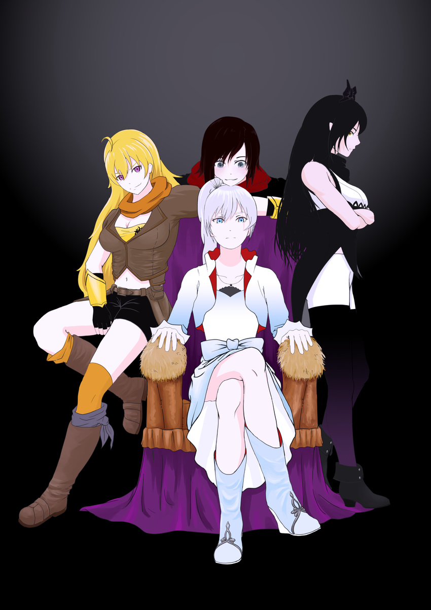 absurdres blake_belladonna highres multiple_girls ruby_rose rwby simple_background thighhighs weiss_schnee yang_xiao_long